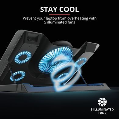 Підставка для ноутбука Trust GXT 1125 Quno, до 17.3", BLUE LED, чорний (23581_TRUST) [108773]