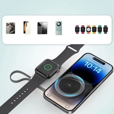 УМБ Choetech Magnetic Wireless 10000mAh 15W PD,QC3.0 USB-A+2USB-C 3in1charg,with build-incable White (B695-GW) [42243]