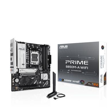 Материнcька плата ASUS PRIME B850M-A WIFI sAM5 B850 4xDDR5 M.2 HDMI DP Wi-Fi BT mATX (90MB1LN0-M0EAY0) [109238]