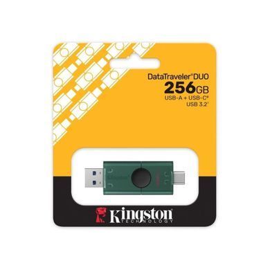 Флеш-накопичувач Kingston 256GB DataTraveler DuoG2 USB-A + USB-C 3.2 Gen 1 Black/Green (DTDEG2/256GB) [805724]