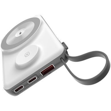 УМБ Choetech Magnetic Wireless 10000mAh 15W PD,QC3.0 USB-A+2USB-C 3in1charg,with build-incable White (B695-GW) [42243]