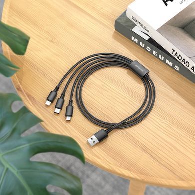 Кабель BOROFONE BX72 3-in-1 charging cable(iP+Type-C+Micro) Black (6974443384666) [803325]