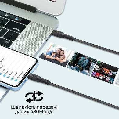 Комплект кабелів Promate USB Type-C - Lightning (M/M), 3A, 27W, 0.3 м, 1.2 м, 2 м Black (cablekit-ci) [604430]
