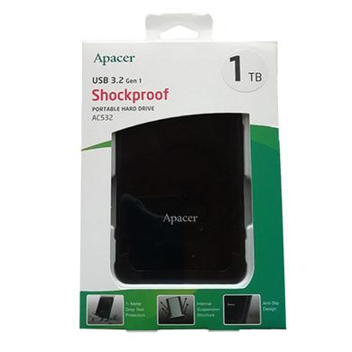 Зовнішній жорсткий диск PHD External 2.5'' Apacer USB 3.2 Gen. 1 AC532 1TB Black (AP1TBAC532B-1) [803176]