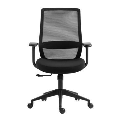 Крісло 2E OFFICE OC140, тканина, фіксовані підлокітники, чорний (2E-OC140-BLACK) [115300]