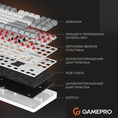 Клавіатура GamePro Genesis Metallic Outemu Red Swithes USB White (MK110W) [615505]