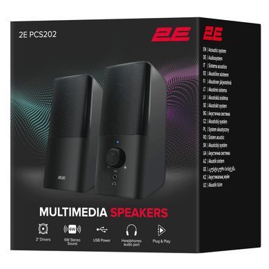 Акустична система 2E PCS202, 2.0, USB, Black (2E-PCS202BK) [114006]