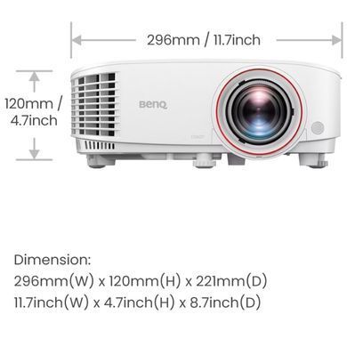 Проєктор BENQ TH671ST, короткофокусний, DLP,1080P,ANSI 3000Lm,10000:1, 2хHDMI, USB,16:9, білий (9H.JGY77.1HE) [403119]