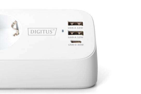 Блок розеток DIGITUS Office, 3xSchuko, 2xUSB-A, 1xUSB-C, 16A, 1.5м, вилка Schuko, білий (DA-70626) [112700]