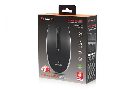 Миша бездротова REAL-EL RM-455W Black (EL123200047) [606720]