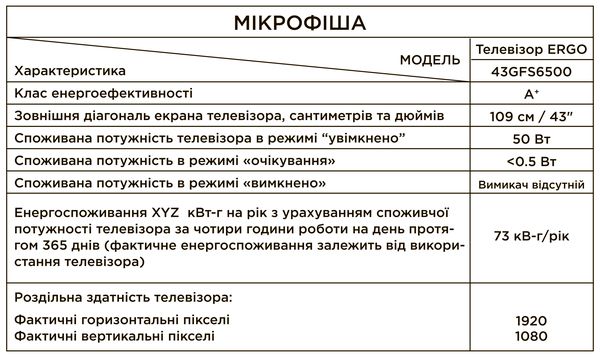 LED-телевізор ERGO 43GFS6500