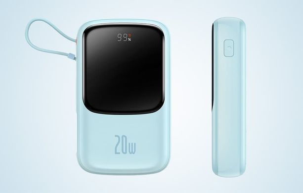Універсальна мобільна батарея Baseus Qpow Pro 10000mAh, 20W, Blue (PPQD020003) (6932172608460) [603474]