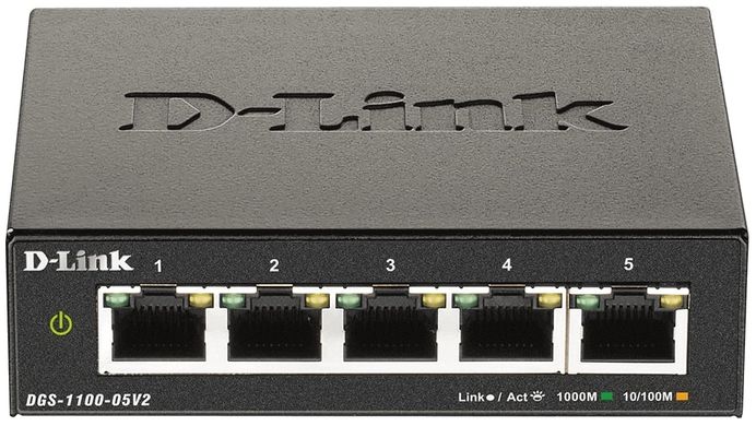 D-Link Комутатор DGS-1100-05V2 5xGE Easy Smart (DGS-1100-05V2)