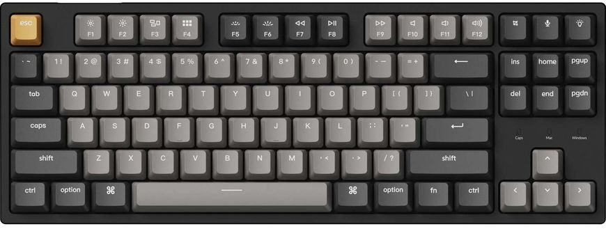 Клавіатура механічна Keychron C1 Pro 87Key, K pro Brown, USB-A, QMK/VIA, EN/UKR, White Led, чорний (C1PK3_KEYCHRON) [13640]