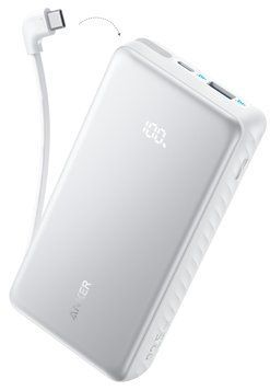 Портативний зарядний пристрій Anker - 20000 mAh 22.5W Built-In USB-C Cable White (A110EH21) [203996]