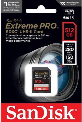 Карта пам'яті SanDisk SD 512GB C10 UHS-II U3 R280/W150MB/s Extreme Pro V60 (SDSDXEP-512G-GN4IN) [109477]