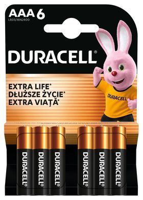 Лужні батарейки Duracell AAA, 6 шт (5020638/5016900/5007758/5014444) [203677]
