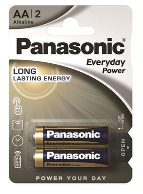 Батарейка AA, 1.5V, EVERYDAY POWER лужна, Panasonic, блістер, 2 шт. (LR6REE/2BR) [404837]