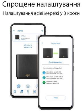 Система WiFi-Mesh ASUS ZenWiFi XT9 AX7800, 3xGE LAN, 1x2.5GE WAN, 1xUSB 3.2, 2 мод, чорний (90IG0740-MO3B30) [104555]