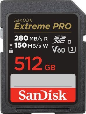 Карта пам'яті SanDisk SD 512GB C10 UHS-II U3 R280/W150MB/s Extreme Pro V60 (SDSDXEP-512G-GN4IN) [109477]