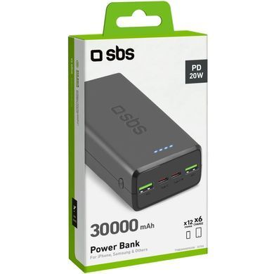 УМБ SBS 30000mAh 20W PD,QC, 2xUSB-A, 2xUSB-C Black (TTBB30000PD20K) [405048]
