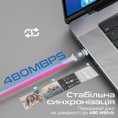 Кабель Promate Lucidline-CC120 USB Type-C - USB Type-C (M/M), 5 A, 100 W, 1.2 м, White (lucidline-cc120.white) [604306]