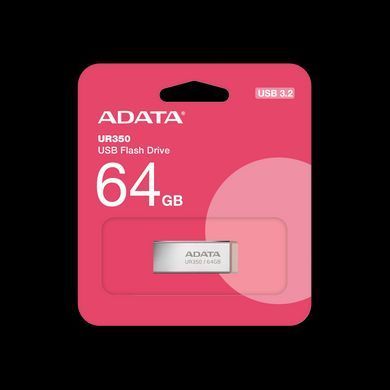 Флеш-накопичувач ADATA USB 3.2 UR 350 64Gb Silver/Beige (UR350-64G-RSR/BG) [803093]