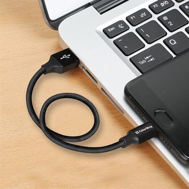 Кабель ColorWay USB - micro USB (M/M), 2.4 А, 0.25 м, Black (CW-CBUM048-BK) [603887]