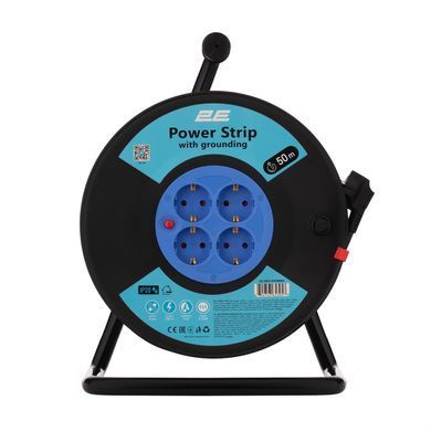 Подовжувач мережевий 2E REEL 50м, 4xТипF, 16A, чорно-синій (2E-CR4315IP20M50) [108861]