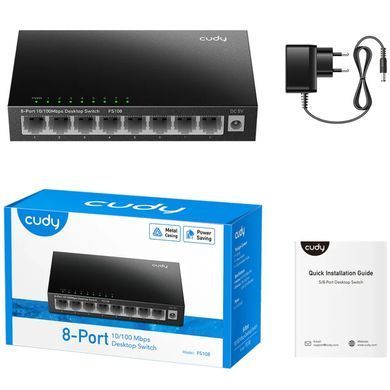 Комутатор Cudy, 8 портовий 10/100 Mbps Metal Switch (FS108) [403232]