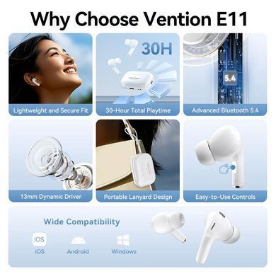 Навушники TWS Vention Elf Earbuds ECHO LITE E11 White (NBVW0) [404454]