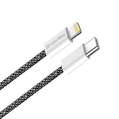 Кабель ColorWay Lightning + USB Type-C (M/M), 3.0 А, 1 м, Black (CW-CBPDCL061-BK) [604169]
