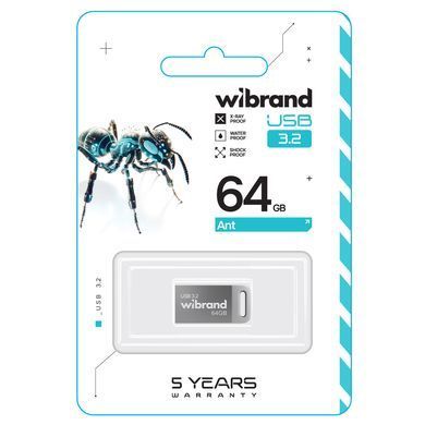 Флеш-накопичувач Wibrand USB 3.2 Gen1 Ant 64GB Silver (WI3.2/AN64M4S) [803129]