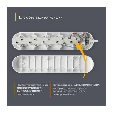 Подовжувач блоковий (ABS) Electrum 5 гнізд 5м із заземленням (C-ES-1794) [605231]