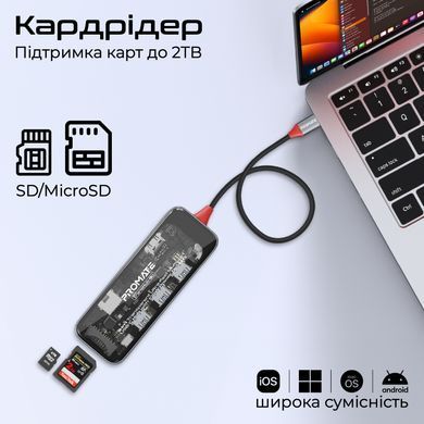 USB-хаб Promate USB Type-C 9-в-1 Grey (transhub-go) [605153]