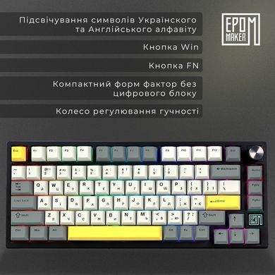 Клавіатура бездротова Epomaker TH80 SE 75% Budgerigar V2 Switch Hot-Swap (2.4G/BT/USB) RGB UA Black (TH80-SE-B-BV2) [614134]