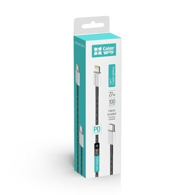 Кабель ColorWay Lightning + USB Type-C (M/M), 3.0 А, 1 м, Black (CW-CBPDCL061-BK) [604169]