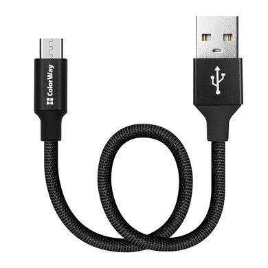 Кабель ColorWay USB - micro USB (M/M), 2.4 А, 0.25 м, Black (CW-CBUM048-BK) [603887]