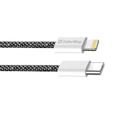 Кабель ColorWay Lightning + USB Type-C (M/M), 3.0 А, 1 м, Black (CW-CBPDCL061-BK) [604169]