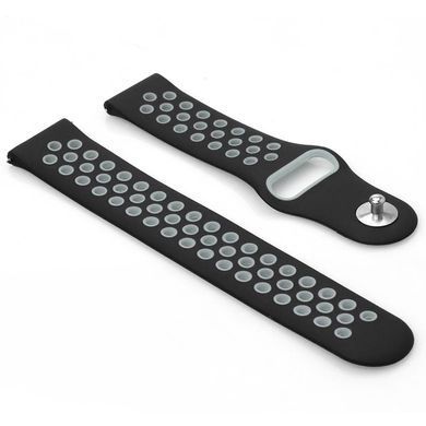 Ремінець BeCover Nike Style для Samsung Galaxy (20mm)/Watch 5/ Watch 4 40/44mm/Watch 4 Classic 42mm/Watch Active/Active 2 40/44mm/Watch 3 41mm/Gear S2/Classic/Gear Sport Black-Grey (705693) [618336]