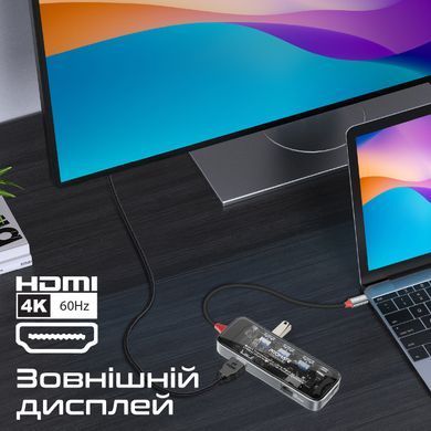USB-хаб Promate USB Type-C 9-в-1 Grey (transhub-go) [605153]