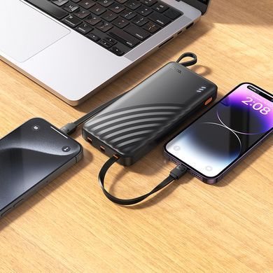 Зовнішній акумулятор HOCO J146 Night tide power bank with 4 cables (10000mAh) Black (6942007645898) [806579]