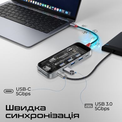 USB-хаб Promate USB Type-C 9-в-1 Grey (transhub-go) [605153]