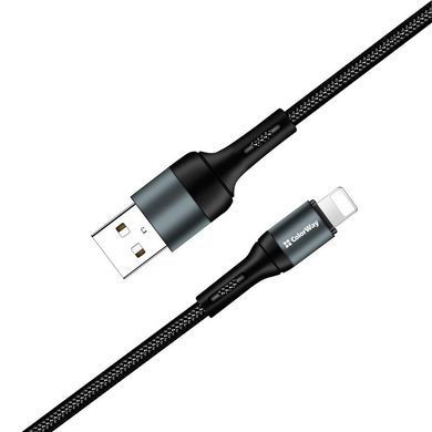 Кабель ColorWay USB - Lightning (M/M), nylon, 2.4 А, 1 м, Black (CW-CBUL045-BK) [618684]