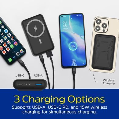 УМБ Energizer Magnetic Wireless 10000mAh 22.5W PD USB-A, USB-C In/Out, Black (QM10002PQ) [404345]