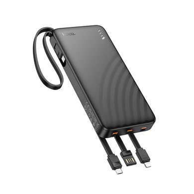 Зовнішній акумулятор HOCO J146 Night tide power bank with 4 cables (10000mAh) Black (6942007645898) [806579]
