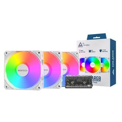 Набір із трьох вентиляторів для корпусу 120MM MONTECH (E28 ARGB 3 PACK (W)) [502818]