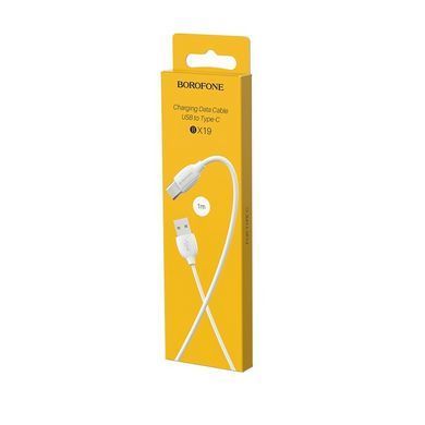 Кабель BOROFONE BX19 USB to Type-C 3A, 1m, PVC, TPE connectors, White (6931474701800) [803309]