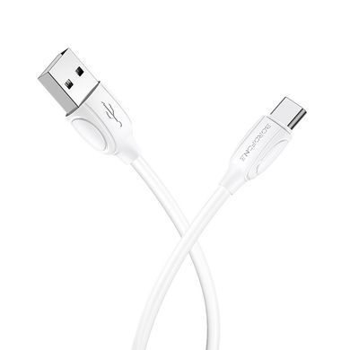 Кабель BOROFONE BX19 USB to Type-C 3A, 1m, PVC, TPE connectors, White (6931474701800) [803309]