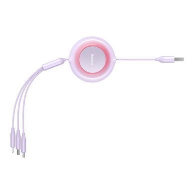 Кабель Baseus Bright Mirror 2 Series Retractable 3-in-1 Fast Charging Data Cable USB to M+L+C 3.5A 1.1m Purple (CAMJ010005) [802621]